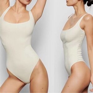 SKIMS Cotton Ribbed Scoopneck Bodysuit Women's in Bone Size: 2X